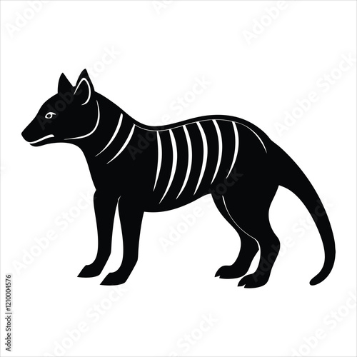  Extinct animal thiamine Tasmanian silhouette vector illustration.