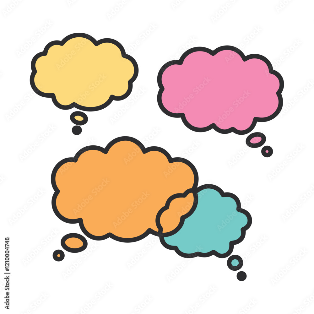 Colorful Thought Bubbles Ideas Communication Design, Colorful Thought Bubbles Ideas Communication Design,