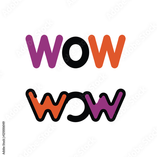 Colorful WOW text design graphic art,