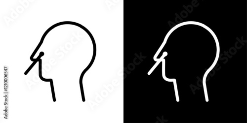 Nasal swab icons set in thin black and white liner strokes