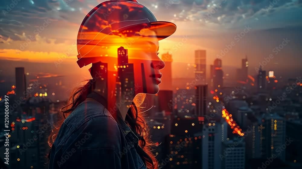 Double Exposure of Woman Wearing Construction Helmet and City Skyline
Double Exposure of Woman Wearing Construction Helmet and City Skyline