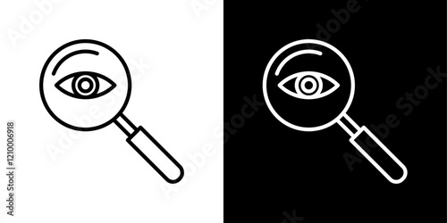 Investigation icons set in thin black and white liner strokes