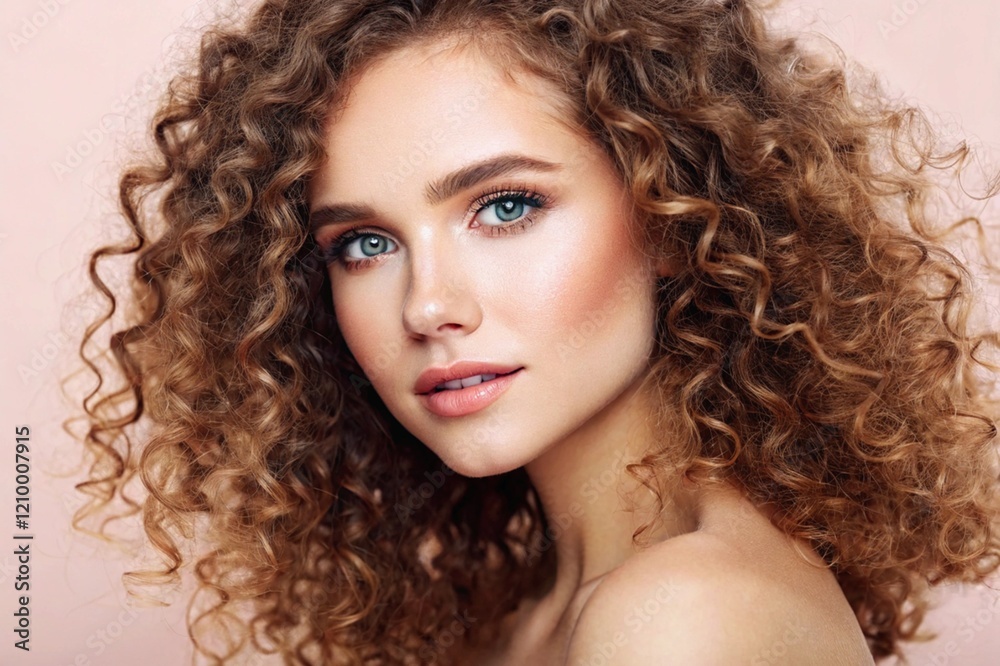 Stylish Woman with Soft Brown Curls – Elegant Pose Stylish Woman with Soft Brown Curls – Elegant Pose