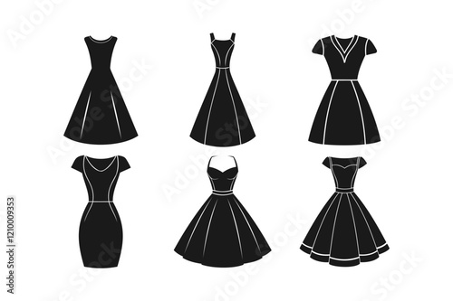 set of Stylish Black Women's Dresses in Various Styles