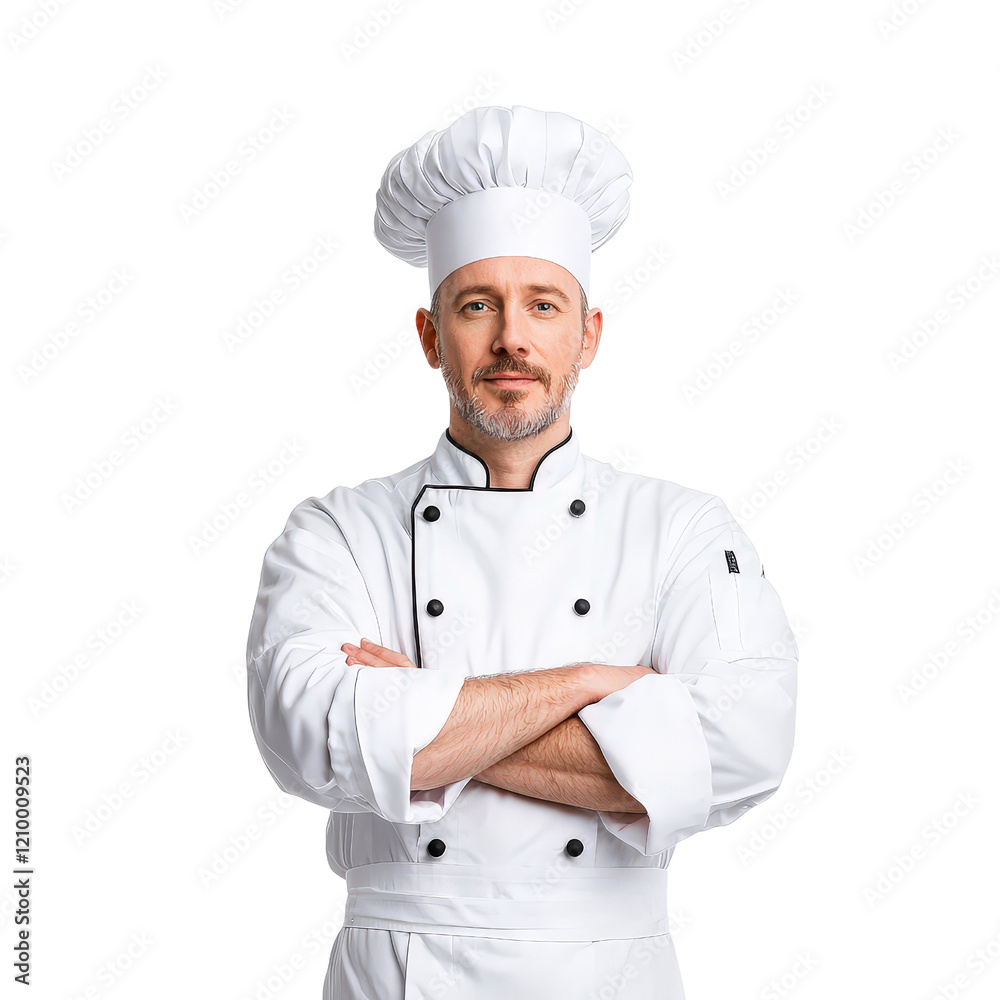 Professional Chef in White Uniform and Hat Professional Chef in White Uniform and Hat