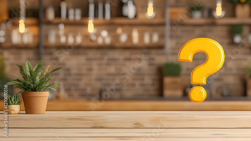 White question mark video game inspired on yellow wall
