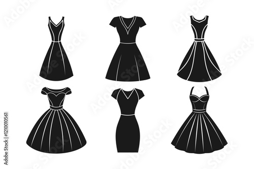 set of Stylish Black Women's Dresses in Various Styles