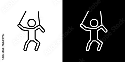 Puppet icons set in thin black and white liner strokes