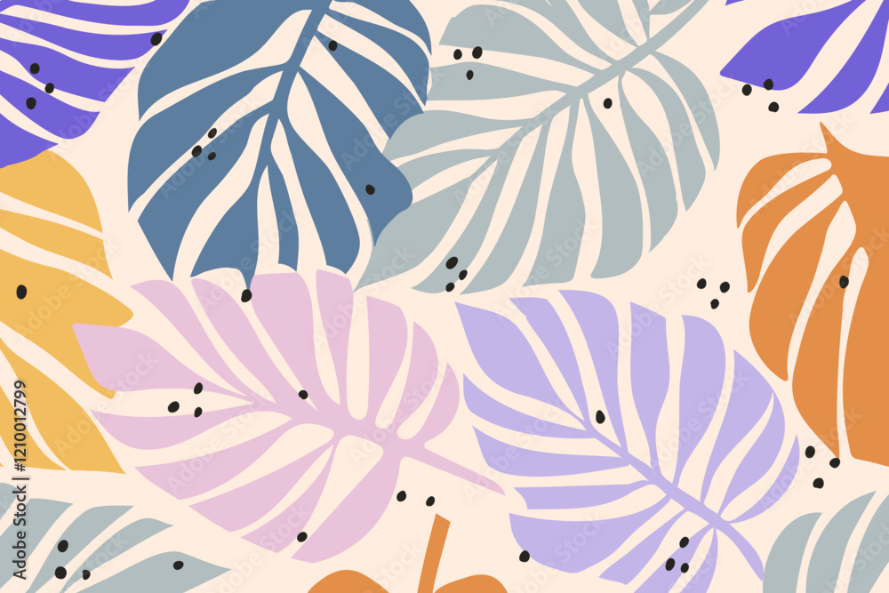 Obraz premium Tropical leaf background design, trendy minimalistic backdrop