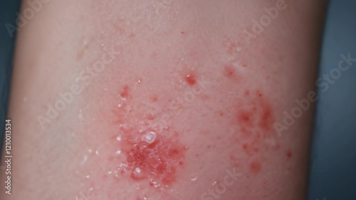 Measles virus rash evolving on human skin photo