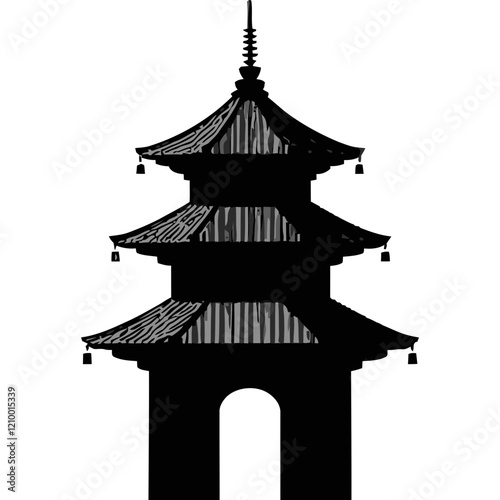 Silhouette of Traditional Pagoda