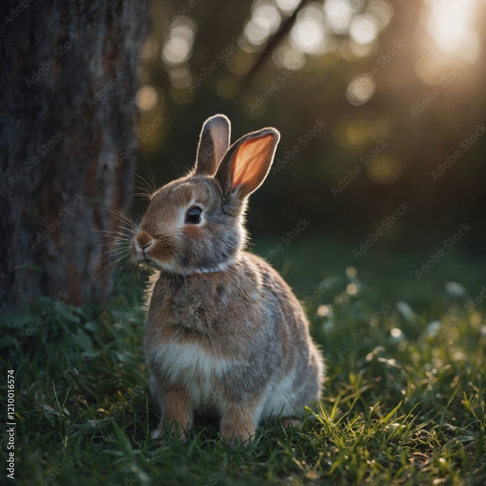 Fototapeta premium The background is crisp and clear, emphasizing the bunny’s cuteness.