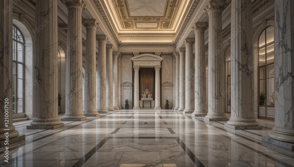 Ancient Greek architecture with pillars and a classical interior Ancient Greek architecture with pillars and a classical interior