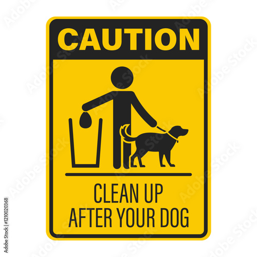 Isolated pictogram sign, clean after your dog, poop scoop instruction for park and public area