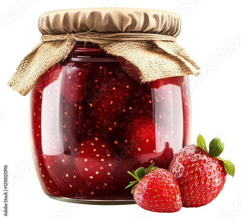 Fresh organic strawberry jam transparent background food healthy juicy png