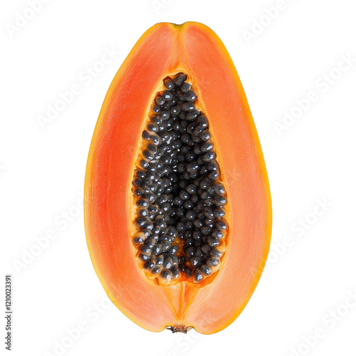 Fresh organic papaya fruit slice healthy food transparent background juicy png