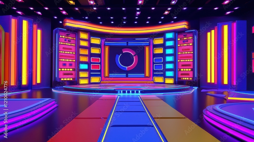 Lively Game Show Set in Bright Colors and Dimensions Lively Game Show Set in Bright Colors and Dimensions