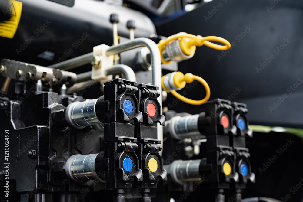 Fototapeta premium A hydraulic distributor with electromagnetic control. Special equipment.