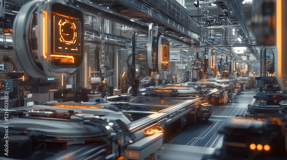 Futuristic Factory Assembly Line Automation Technology Futuristic Factory Assembly Line Automation Technology