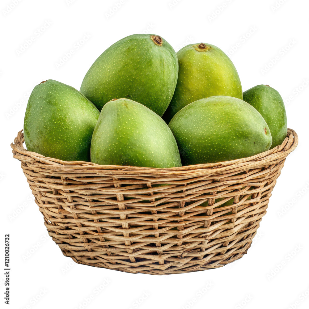 Fresh organic mangoes in a basket healthy food transparent background juicy fruit Fresh organic mangoes in a basket healthy food transparent background juicy fruit