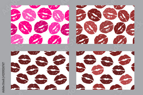 Valentine's Day set of patterns, trendy minimalistic seamless pattern design 