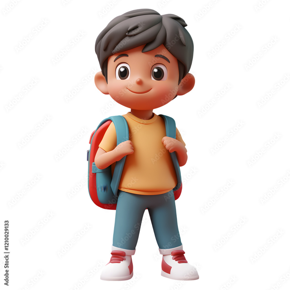 3D render of a cute and happy school boy isolated on transparent background 3D render of a cute and happy school boy isolated on transparent background