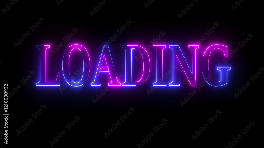 Loading text Neon glowing animation on black background. Loading Neon Letters on a Black Background Loading text Neon glowing animation on black background. Loading Neon Letters on a Black Background