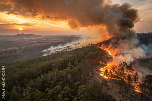 wildfire and firefighter 