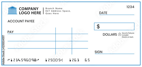 Presentation Check Template Giant Large Donor Check for Business. Vector
