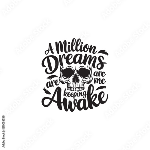 T- shirt design A million Awake , vector art illustration