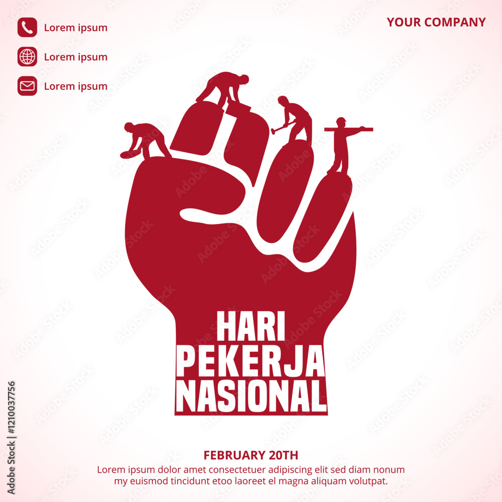 Hari Pekerja Nasional or Indonesia National Labour Day with a fist and workers