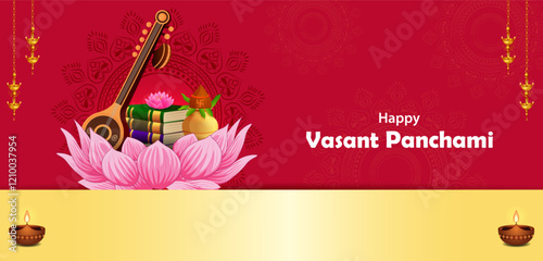 vector illustration of Goddess Saraswati for Vasant Panchami Puja of India