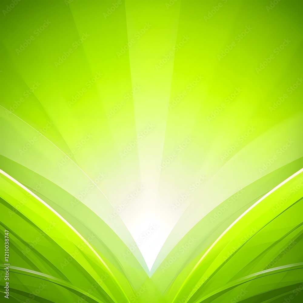 Obraz premium Minimalist square background in green and white with overlapping, sharp triangular patterns balanced symmetrically in a 1:1 ratio