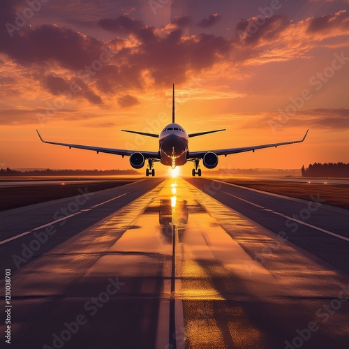 Silhouette of a commercial airliner at take-off
