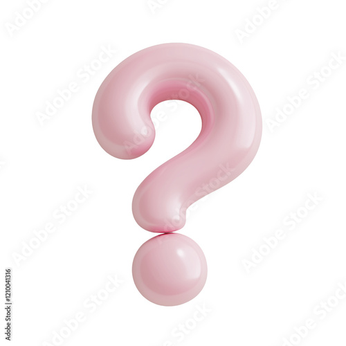 3D pastel pink question mark icon, Isolated on Transparent Background