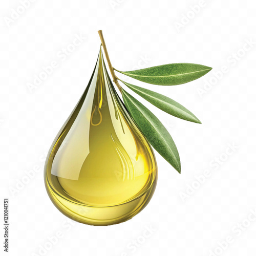 Realistic 3d fresh olive oil drop with olive fruit and leaf Isolated on white background.