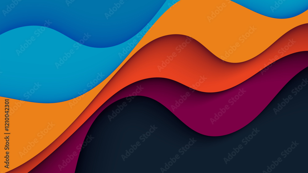 Fototapeta premium Abstract papercut background colorful wavy shape cutout design vector