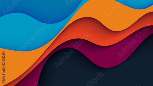 Abstract papercut background colorful wavy shape cutout design vector
