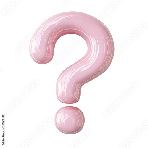 3D pastel pink question mark icon, Isolated on Transparent Background