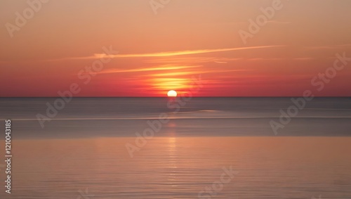 Ocean Sunset Sky Reflecting on Water Horizon at Golden Hour