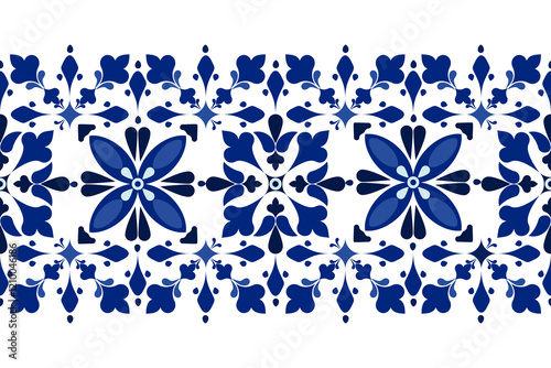 Vector illustration of an ethnic geometric pattern. Bohemian seamless pattern. Embroidery. Seamless traditional design pattern for fabrics, backgrounds, carpets, wallpapers, clothes, and pillowcases.