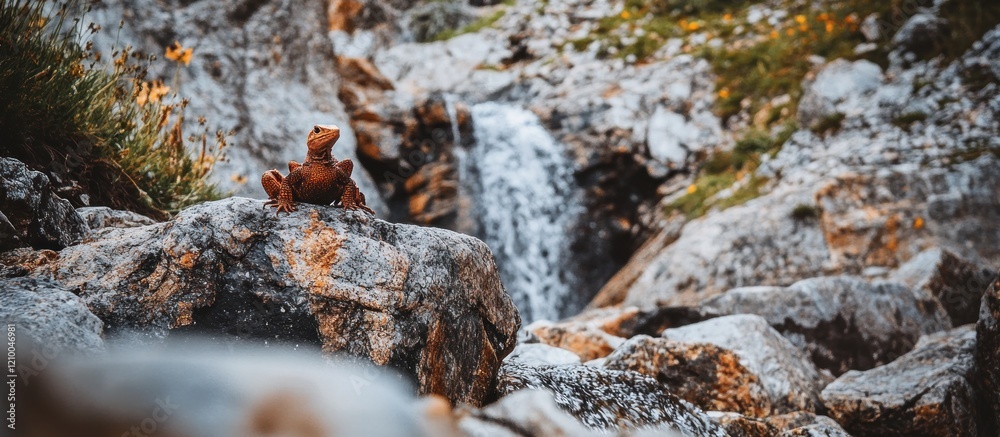 Mountain lizard waterfall rocks nature wildlife Mountain lizard waterfall rocks nature wildlife