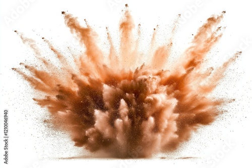 Dramatic Explosion of Dust and Debris in Rich Bronze and Earthy Tones Producing a Stunning Display of Power and Energy in a Controlled Environment