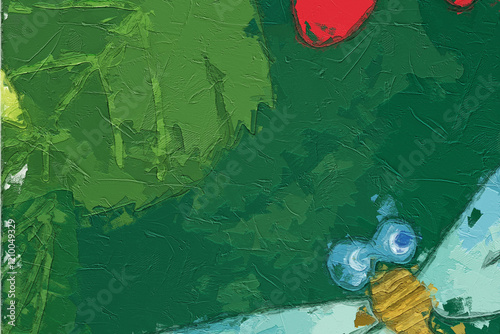 Various oil paintings, flowers, butterflies, dragonflies, bees, beautiful tropical leaves