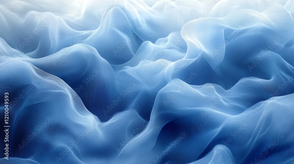 Obraz premium Abstract Blue Fabric Texture Draped in Soft Waves