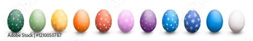 Obraz na płótnie A rainbow collection of brightly painted traditional easter eggs, a traditional easter gift for this religious event, isolated against a transparent background w salonie