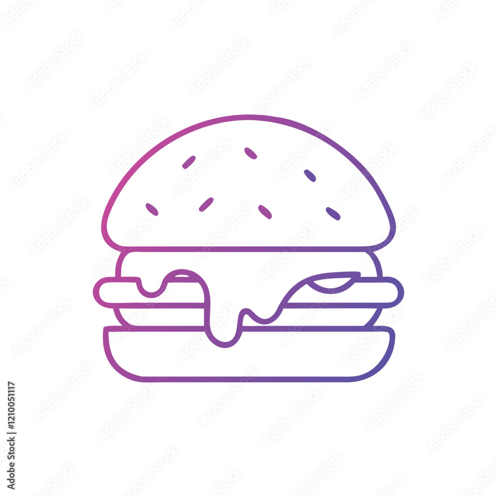 A Burger Neon Art Style, Vector Illustration. A Burger Neon Art Style, Vector Illustration.
