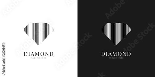 Minimal diamond logo design. Diamond business icon for website and app. Diamond gems sign and symbols. Diamond Jewelry logo design with minimalist stylish line art concept.

