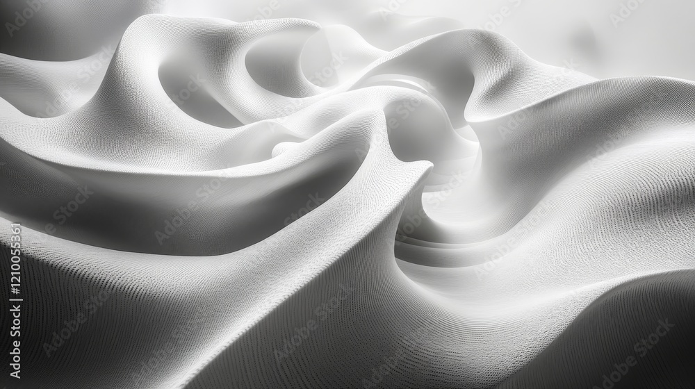 Obraz premium Abstract White Sculpted Waves Flowing Pattern