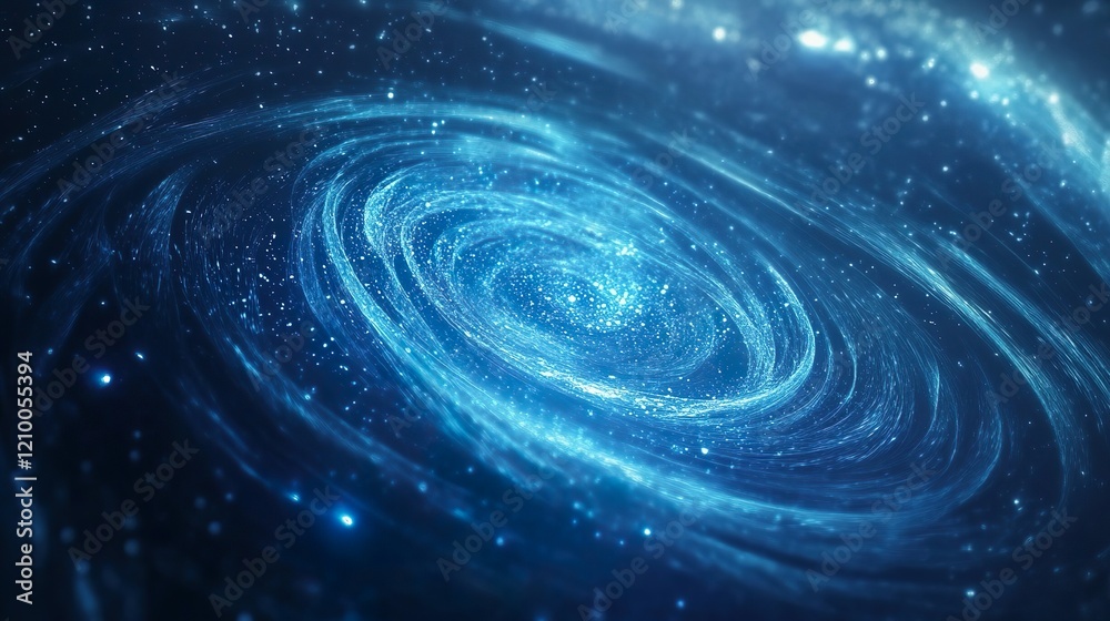 A swirling galaxy with a bright blue center and glowing particles creates a mesmerizing cosmic visual with a sense of depth, energy, and celestial wonder. A swirling galaxy with a bright blue center and glowing particles creates a mesmerizing cosmic visual with a sense of depth, energy, and celestial wonder.